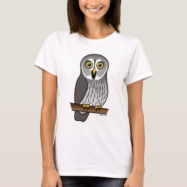 T-shirt Hibou de grand gris mignon (Devant)