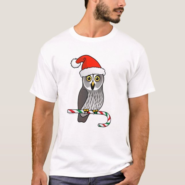T-shirt Hibou de grand gris Père Noël (Devant)