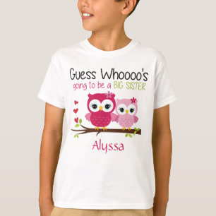 T-shirt Hibou de grande soeur personnalisé