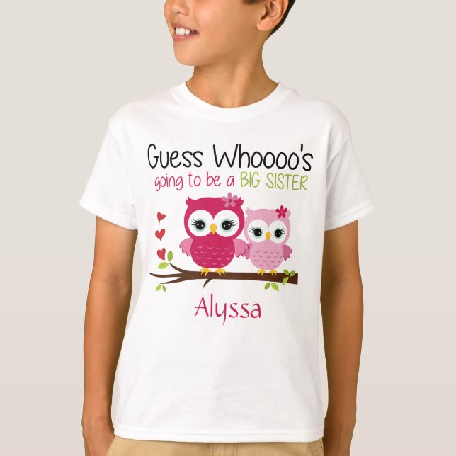 T-shirt Hibou de grande soeur personnalisé (Devant)