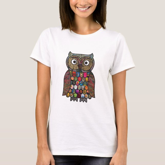 T-shirt Hibou de patchwork (Devant)