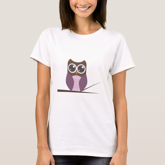 T-shirt Hibou doux sur la branche (Devant)