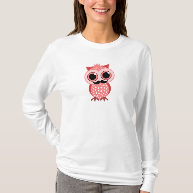 T-shirt hibou drôle avec la moustache (Devant)