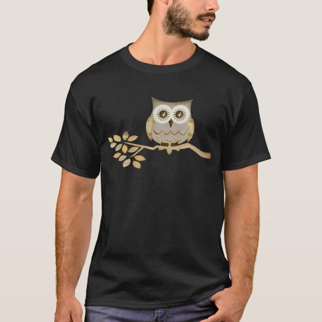 T-shirt Hibou large de yeux dans l'arbre (Devant)