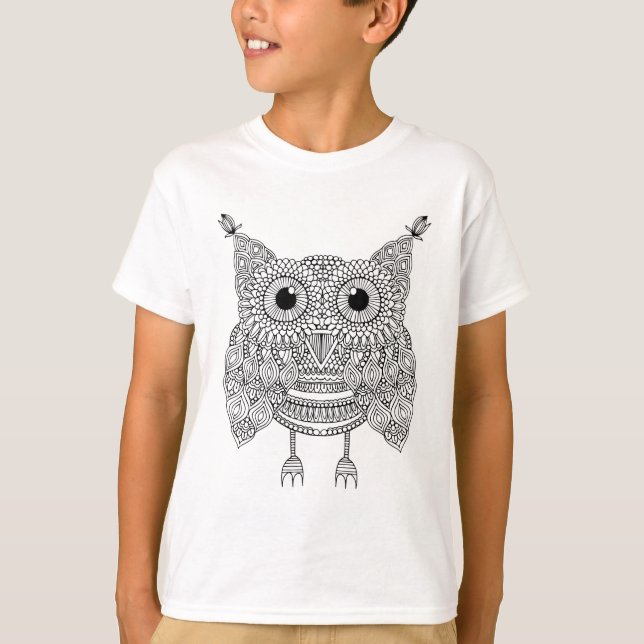 T-shirt Hibou mignon de griffonnage (Devant)
