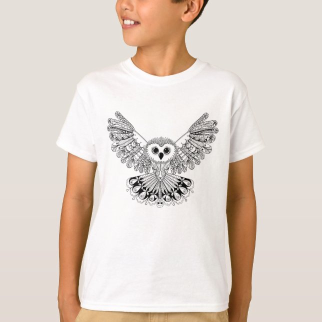 T-shirt Hibou noir de style (Devant)