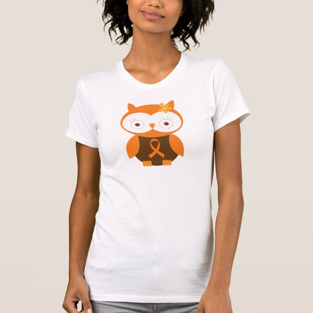T-shirt Hibou orange de conscience de ruban (Devant)