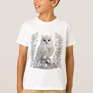 T-shirt Hibou Perle de Cristal Blanc