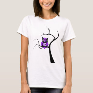 T-shirt Hibou pourpre de crâne de sucre dans l'arbre