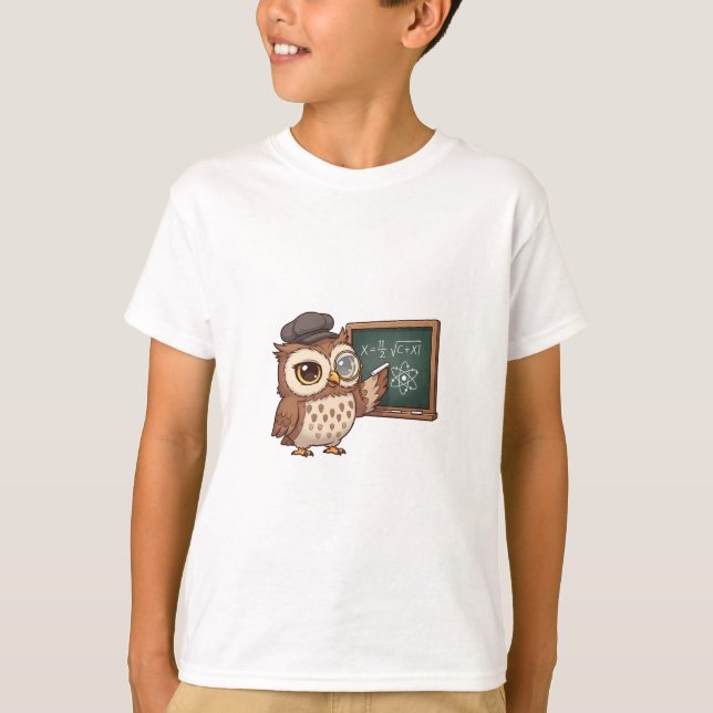 T-shirt Hibou Professeur Tableau Noir Enfants (Devant)