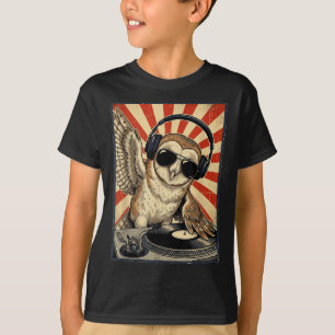 T-shirt Hibou Rétro Cool DJ Drôles de Hiboux Musique Homme