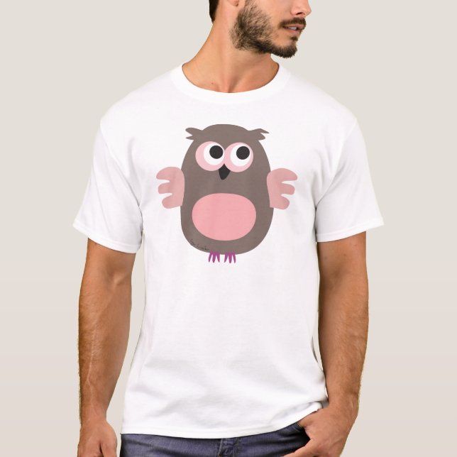 T-shirt Hibou rose drôle (Devant)