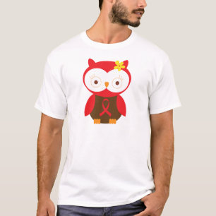 T-shirt Hibou rouge de ruban de conscience de ruban