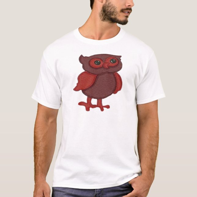 T-shirt Hibou rouge mignon (Devant)