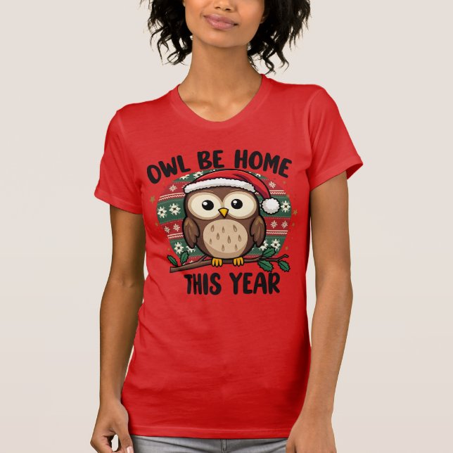 T-shirt Hibou sera à la maison cette année (Devant)