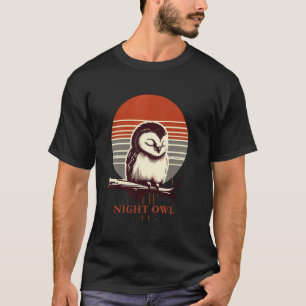 T-shirt Hibou sur une branche avec pleine lune - Illustrat
