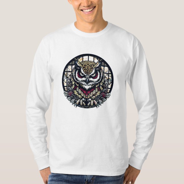 T-shirt Hiboux dans les fenêtres rondes (Devant)