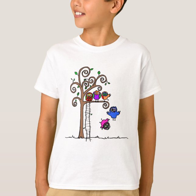 T-shirt Hiboux de bébé apprenant à voler (Devant)