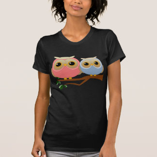 T-shirt Hiboux roses et bleus