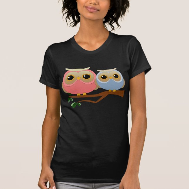 T-shirt Hiboux roses et bleus (Devant)