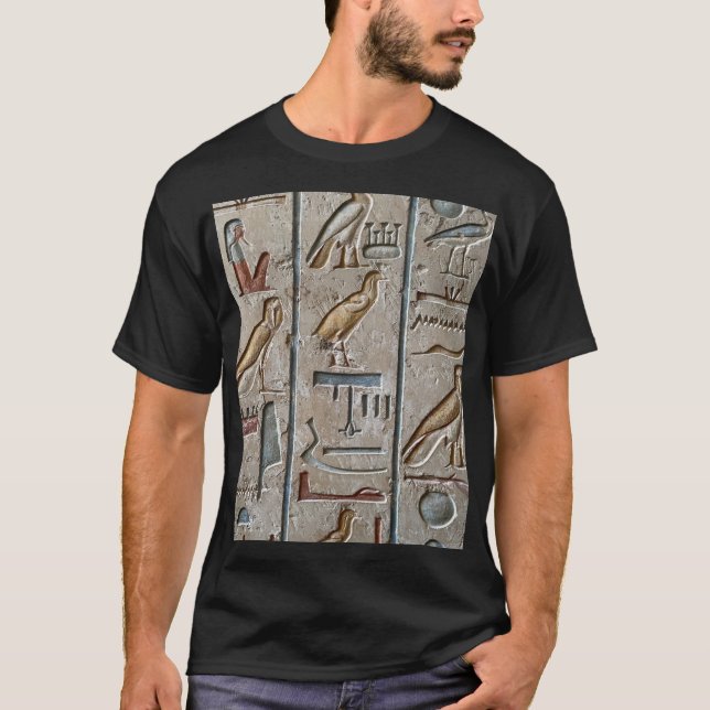 T-shirt Hiéroglyphe Langue Égypte Ancienne Texte Gravé (Devant)