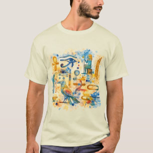 T-shirt Hiéroglyphes Égyptiens Anciens Œil d'Horus & Ankh