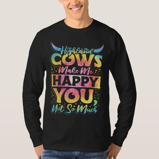 T-shirt Highland Cattle Cute Highland Cows Make Me Happy f (Devant)