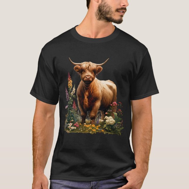 T-shirt Highland Cow esthétique Boho Floral Farmer Farm (Devant)