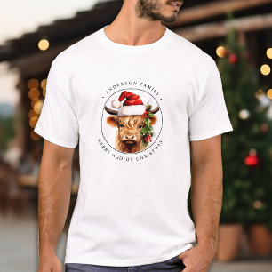 T-shirt Highland Cow Festive ferme animal famille Noël