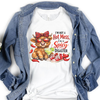 T-shirt Highland Cow Hot Mess Funny Humorous Sarcastic