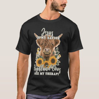 T-shirt Highland Cow Jesus Christian Religieux Highland Co