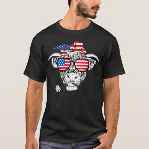T-shirt Highland Cow Jour de l'indépendance américaine 4 j