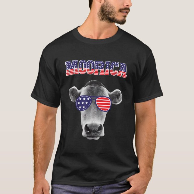T-shirt Highland Cow Moorica 4 Juillet Fête De L'Indépenda (Devant)