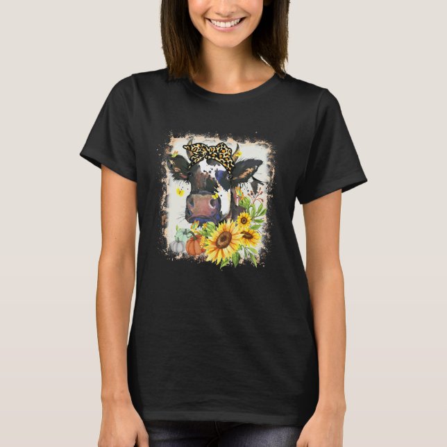 T-shirt Highland Cow Pumpkins Fall Western Long Horn Heife (Devant)