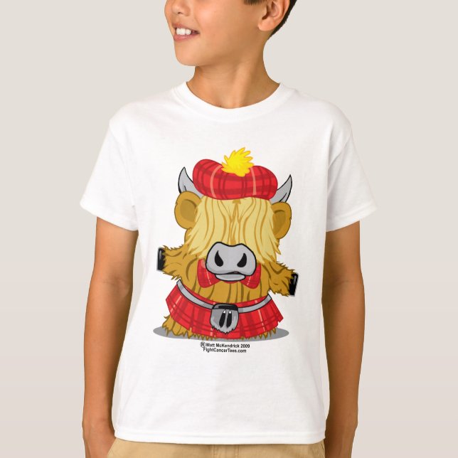 T-shirt Highland Cow Red Kilt (Devant)