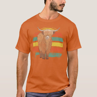 T-shirt Highland Cow Retro