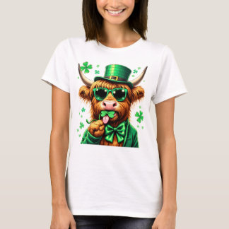 T-shirt Highland Cow St Patrick, Retro Patricks Day