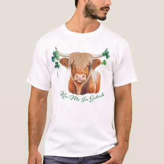 T-shirt Highland Cow St Patrick's Day Kiss Me Je suis écos