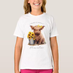 T-shirt Highland Cow Sunflower Bucket Girls