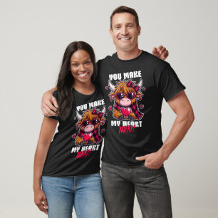 T-shirt Highland Cow Valentine's Design - Vous faites mon