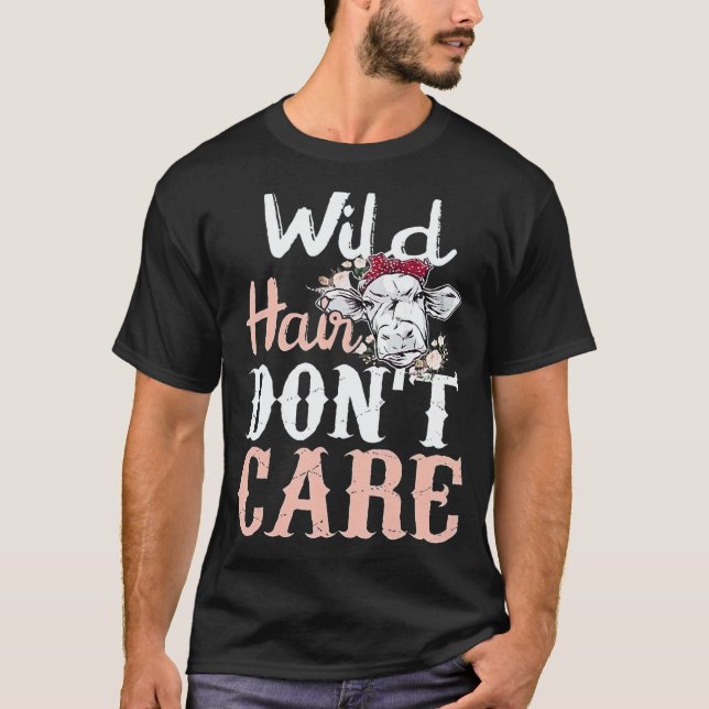T-shirt Highland Cow Wild Hair Don't Care (Devant)