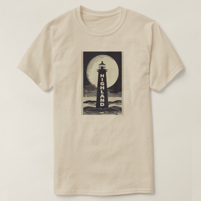 T-shirt Highland Lighthouse Massachusetts Moon (Design devant)