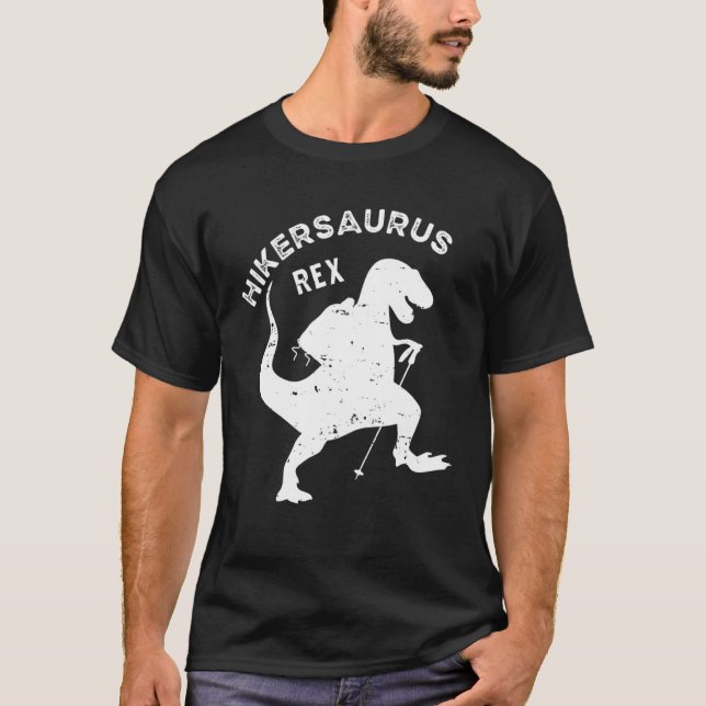 T-shirt Hiker Saurus Rex Dinosaur Rex Randonnée Camping Ad (Devant)