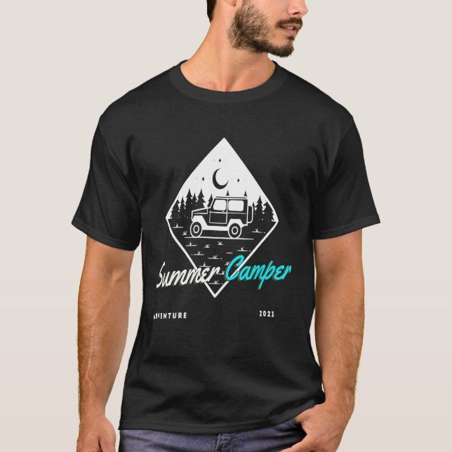 T-shirt Hiking Camping Graphic Summer Camper hippie Vibes (Devant)
