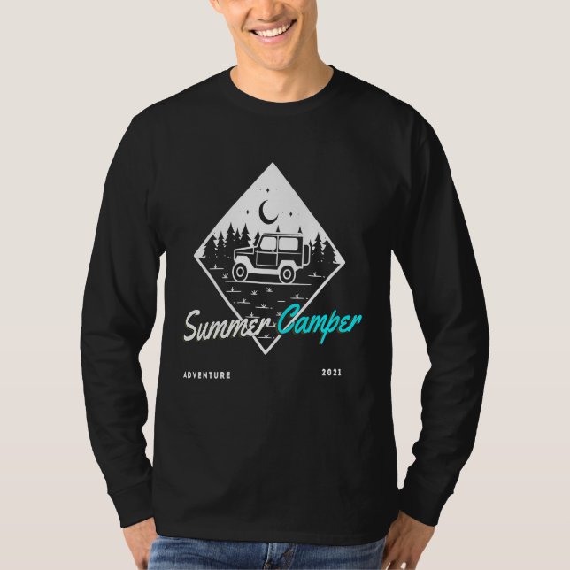 T-shirt Hiking Camping Graphic Summer Camper hippie Vibes (Devant)