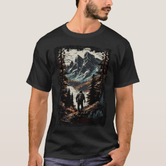 T-shirt Hiking camping mountains sunset hiker retro 70s vi