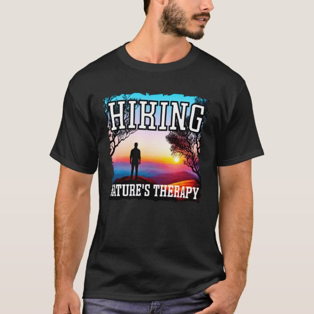 T-shirt Hiking nature s therapy sunset hiking (Devant)
