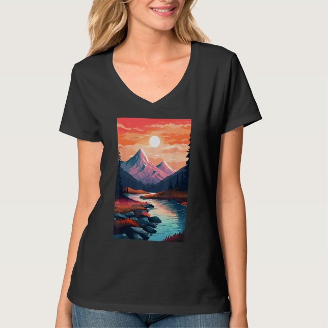 T-shirt Hiking outdoor mountains landscape (Devant)