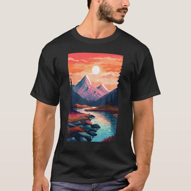T-shirt Hiking outdoor mountains landscape (Devant)
