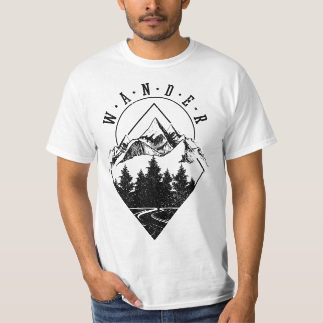T-shirt Hiking Wander Mountains Nature Camping Camper Hike (Devant)